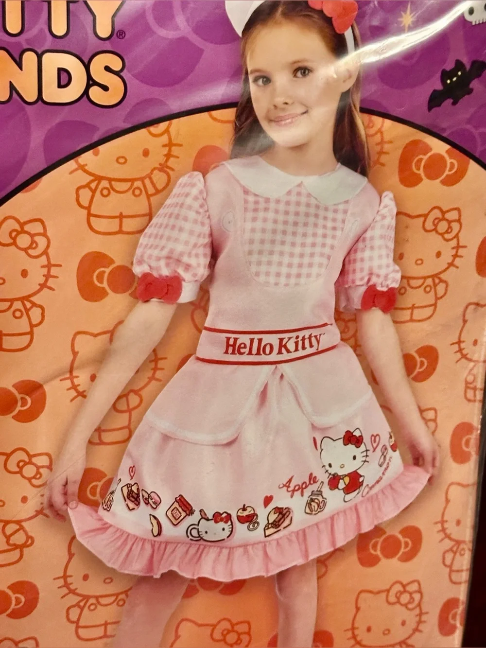 Hello Kitty Pink and White Girls Costume Dress with Headband
